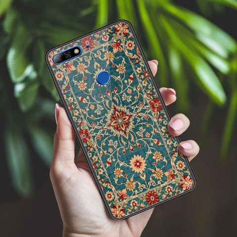 Huawei Y7 2018 Cover - ONation Persian Rugs Series 2 - HQ Ultra Shine Premium Infinity Glass Soft Silicon Borders Case