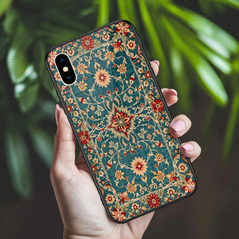 iPhone XS / X - ONation Persian Rugs Series 2 - HQ Ultra Shine Premium Infinity Glass Soft Silicon Borders Case