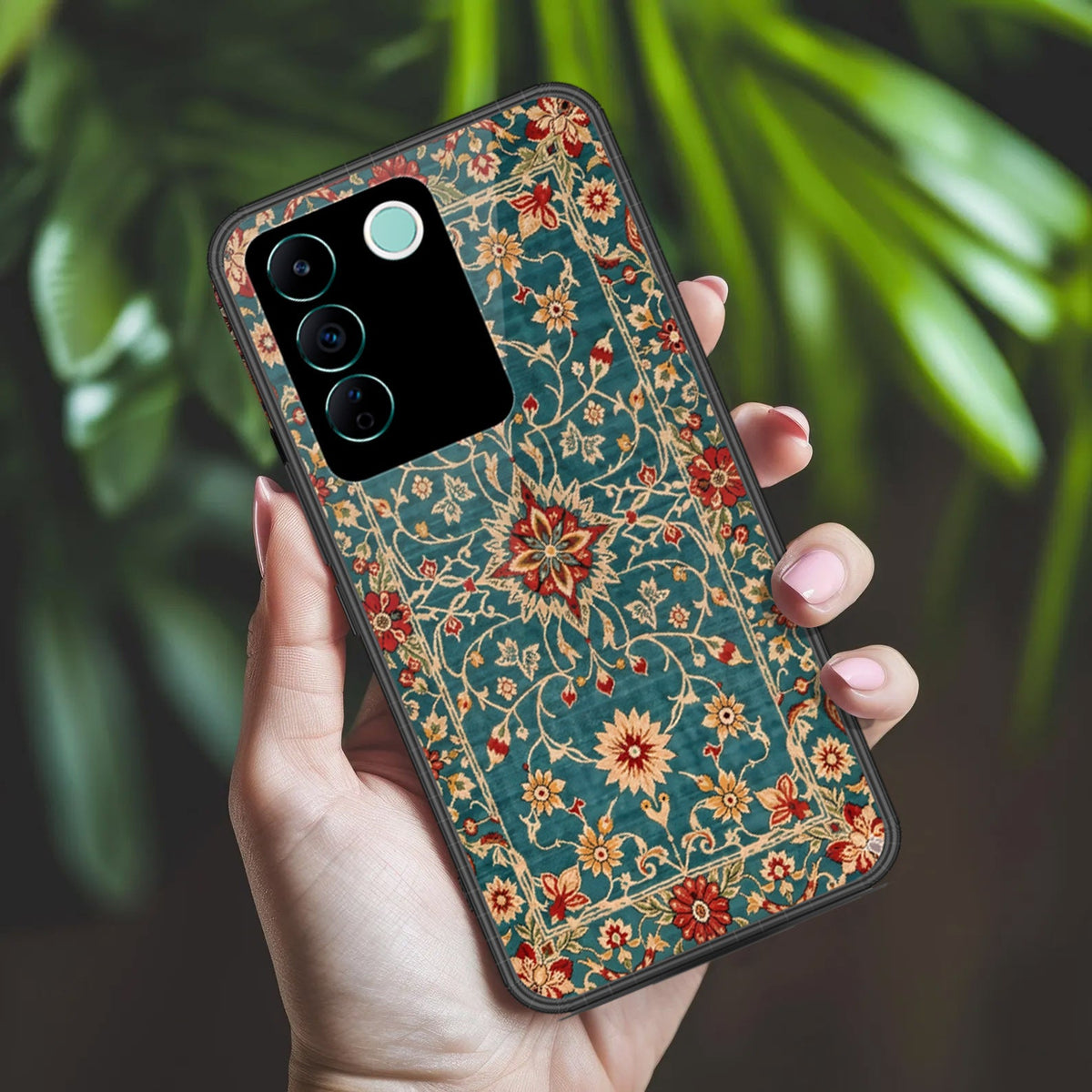 Vivo V27e Cover - ONation Persian Rugs Series 2 - HQ Ultra Shine Premium Infinity Glass Soft Silicon Borders Case (FAST DELIVERY AS)