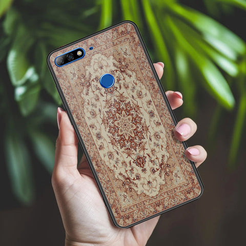 Huawei Y7 2018 Cover - ONation Persian Rugs Series 2 - HQ Ultra Shine Premium Infinity Glass Soft Silicon Borders Case