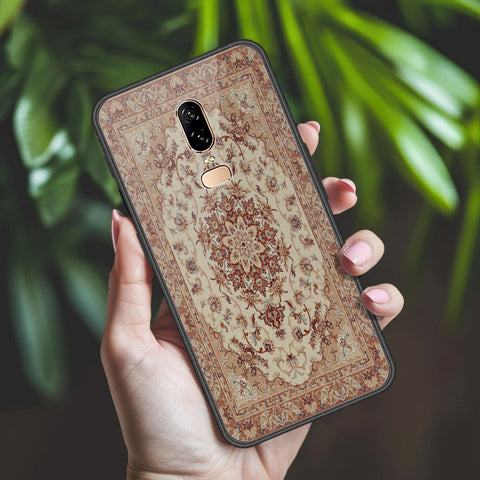 OnePlus 6 Cover - ONation Persian Rugs Series 2 - HQ Ultra Shine Premium Infinity Glass Soft Silicon Borders Case