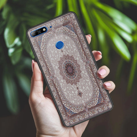 Huawei Y7 2018 Cover - ONation Persian Rugs Series 2 - HQ Ultra Shine Premium Infinity Glass Soft Silicon Borders Case