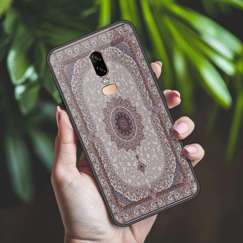 OnePlus 6 Cover - ONation Persian Rugs Series 2 - HQ Ultra Shine Premium Infinity Glass Soft Silicon Borders Case