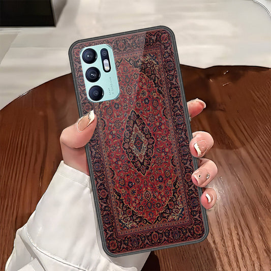 Oppo Reno 6 Cover - ONation Persian Rugs Series - HQ Ultra Shine Premium Infinity Glass Soft Silicon Borders Case (Fast Delivery)