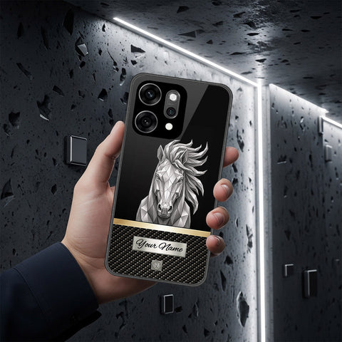 Oppo Reno 14 Cover - Alpha Signature Series - HQ Ultra Shine Premium Infinity Glass Soft Silicon Borders Case