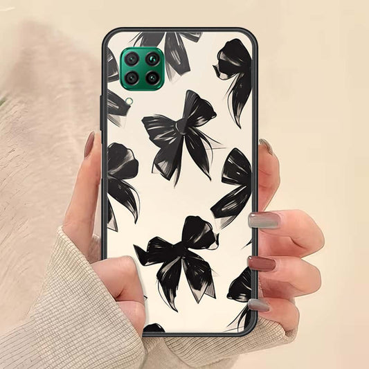 Huawei P40 lite Cover - ONation Bow Series - HQ Ultra Shine Premium Infinity Glass Soft Silicon Borders Case