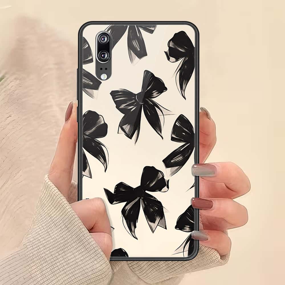 Huawei P20 Cover - ONation Bow Series - HQ Ultra Shine Premium Infinity Glass Soft Silicon Borders Case