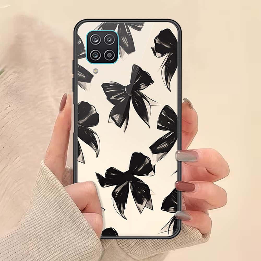 Samsung Galaxy A12 Cover - ONation Bow Series - HQ Ultra Shine Premium Infinity Glass Soft Silicon Borders Case