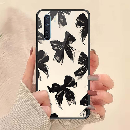 Oppo A91 Cover - ONation Bow Series - HQ Ultra Shine Premium Infinity Glass Soft Silicon Borders Case