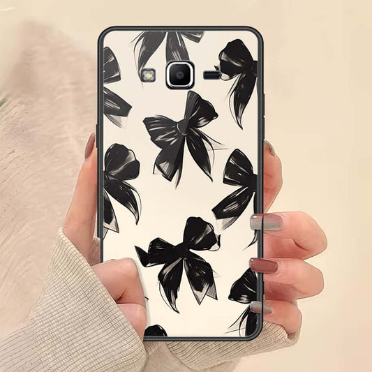 Samsung Galaxy Grand Prime Cover - ONation Bow Series - HQ Ultra Shine Premium Infinity Glass Soft Silicon Borders Case