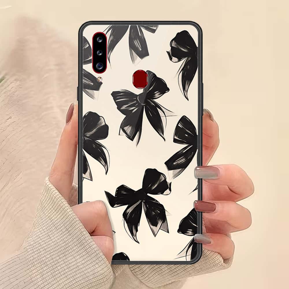 Samsung Galaxy A20s Cover - ONation Bow Series - HQ Ultra Shine Premium Infinity Glass Soft Silicon Borders Case