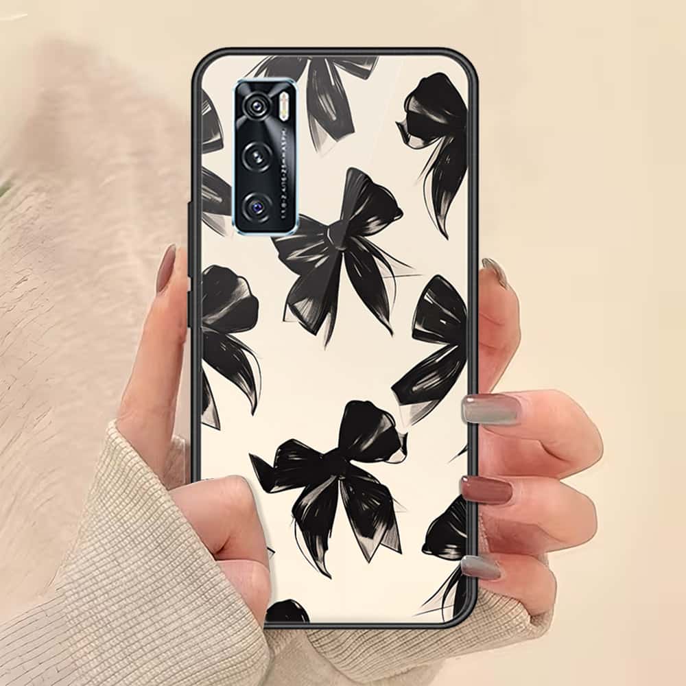 Vivo V20 SE Cover - ONation Bow Series - HQ Ultra Shine Premium Infinity Glass Soft Silicon Borders Case