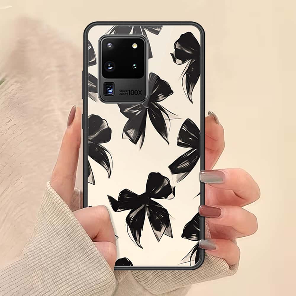 Samsung Galaxy S20 Ultra Cover - ONation Bow Series - HQ Ultra Shine Premium Infinity Glass Soft Silicon Borders Case