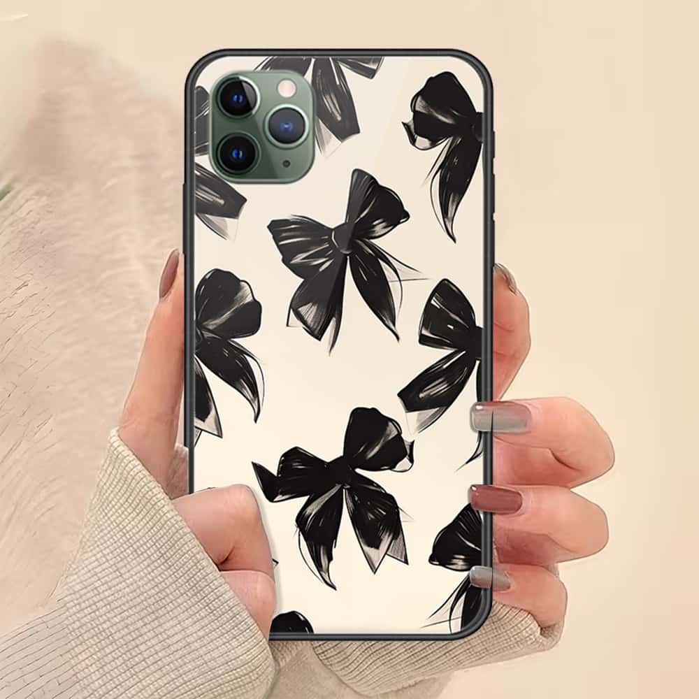 iPhone 11 Pro Max - ONation Bow Series - HQ Ultra Shine Premium Infinity Glass Soft Silicon Borders Case