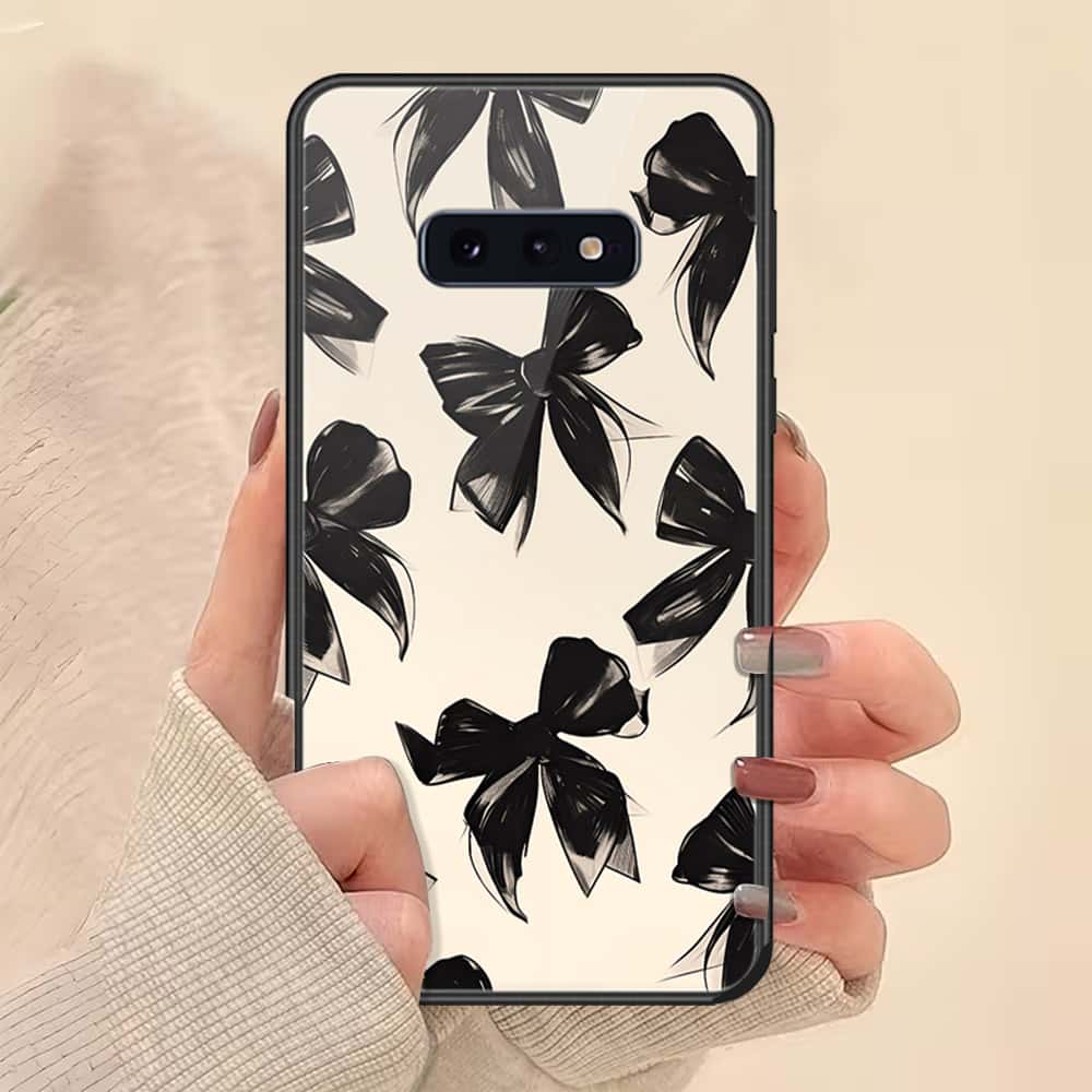 Samsung Galaxy S10e Cover - ONation Bow Series - HQ Ultra Shine Premium Infinity Glass Soft Silicon Borders Case