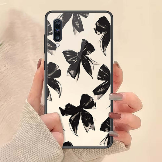 Samsung Galaxy A70 Cover - ONation Bow Series - HQ Ultra Shine Premium Infinity Glass Soft Silicon Borders Case