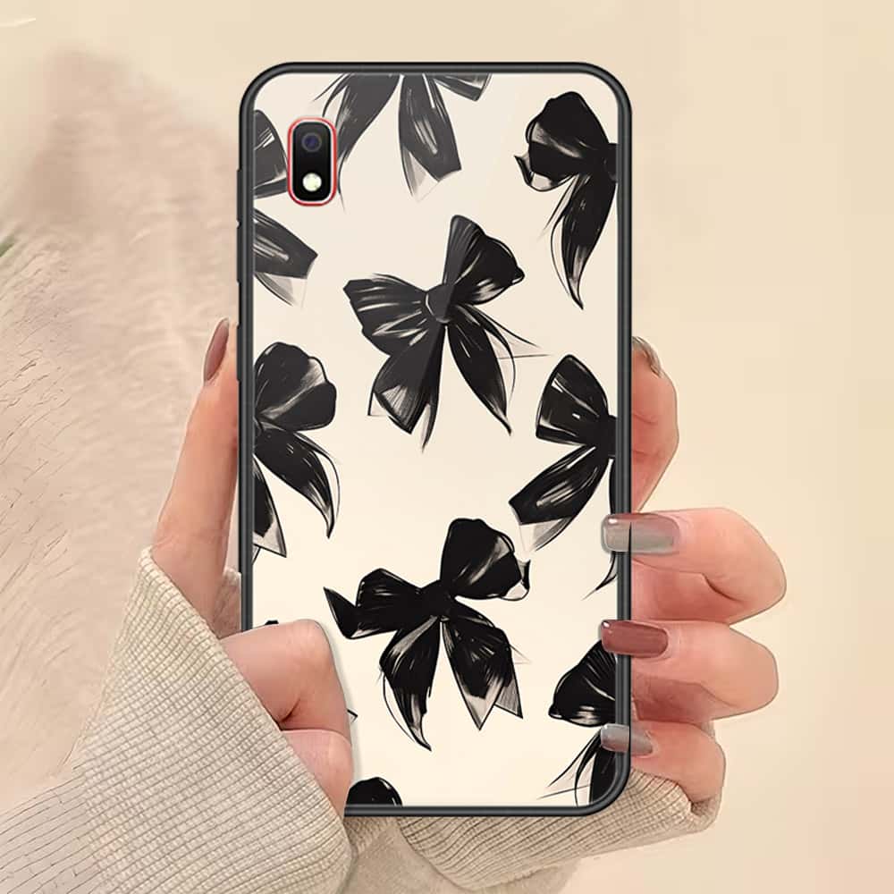 Samsung Galaxy A10 Cover - ONation Bow Series - HQ Ultra Shine Premium Infinity Glass Soft Silicon Borders Case