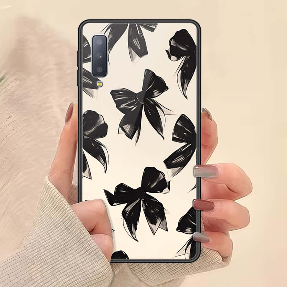 Samsung Galaxy A7 2018 Cover - ONation Bow Series - HQ Ultra Shine Premium Infinity Glass Soft Silicon Borders Case