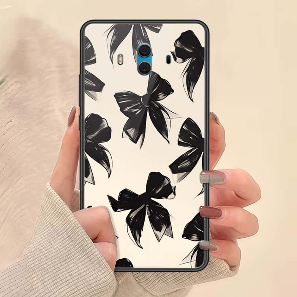 Huawei Mate 10 Cover - ONation Bow Series - HQ Ultra Shine Premium Infinity Glass Soft Silicon Borders Case