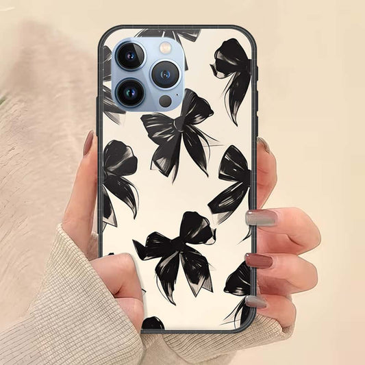 iPhone 13 Pro Cover - ONation Bow Series - HQ Ultra Shine Premium Infinity Glass Soft Silicon Borders Case