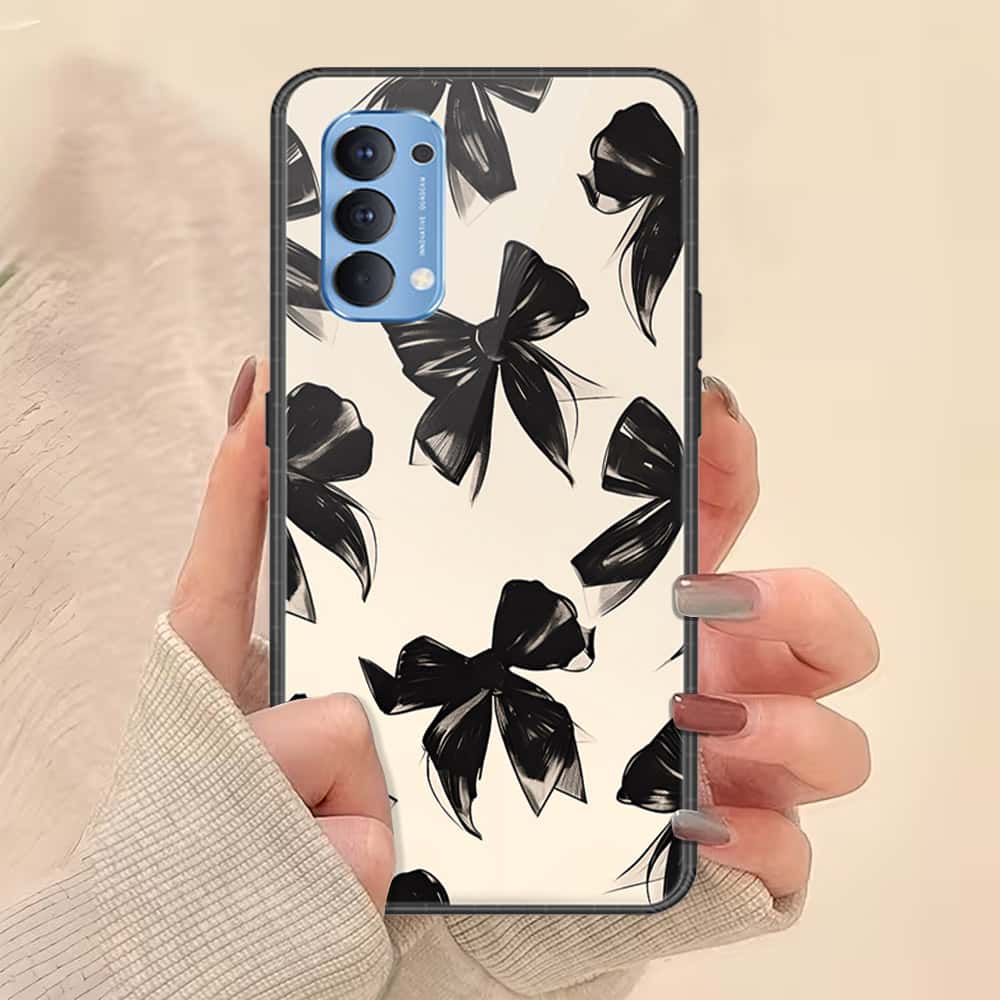 Oppo Reno 4 Cover - ONation Bow Series - HQ Ultra Shine Premium Infinity Glass Soft Silicon Borders Case