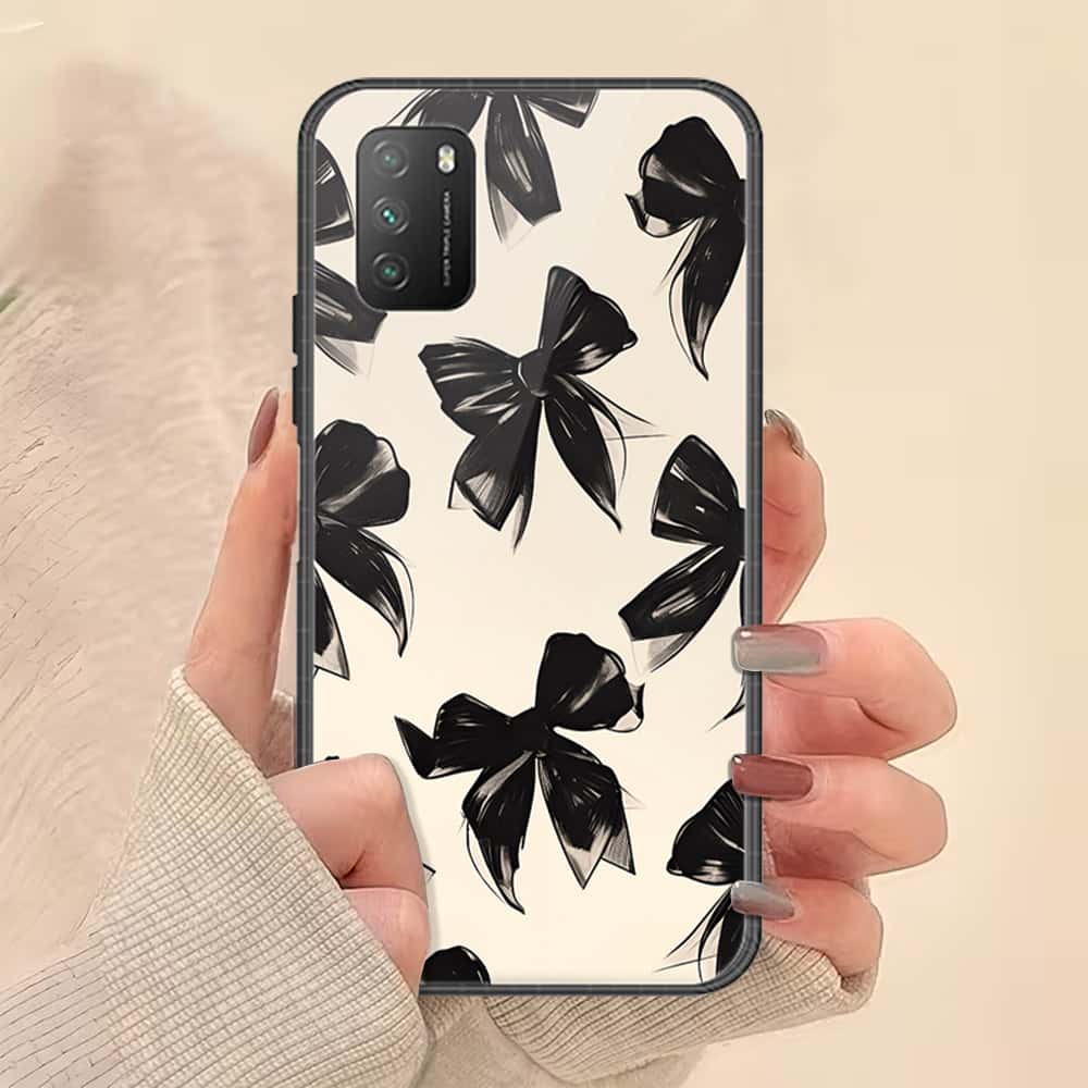 Xiaomi Poco M3 Cover - ONation Bow Series - HQ Ultra Shine Premium Infinity Glass Soft Silicon Borders Case