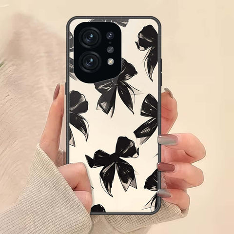Oppo Find X5 Cover - ONation Bow Series - HQ Ultra Shine Premium Infinity Glass Soft Silicon Borders Case