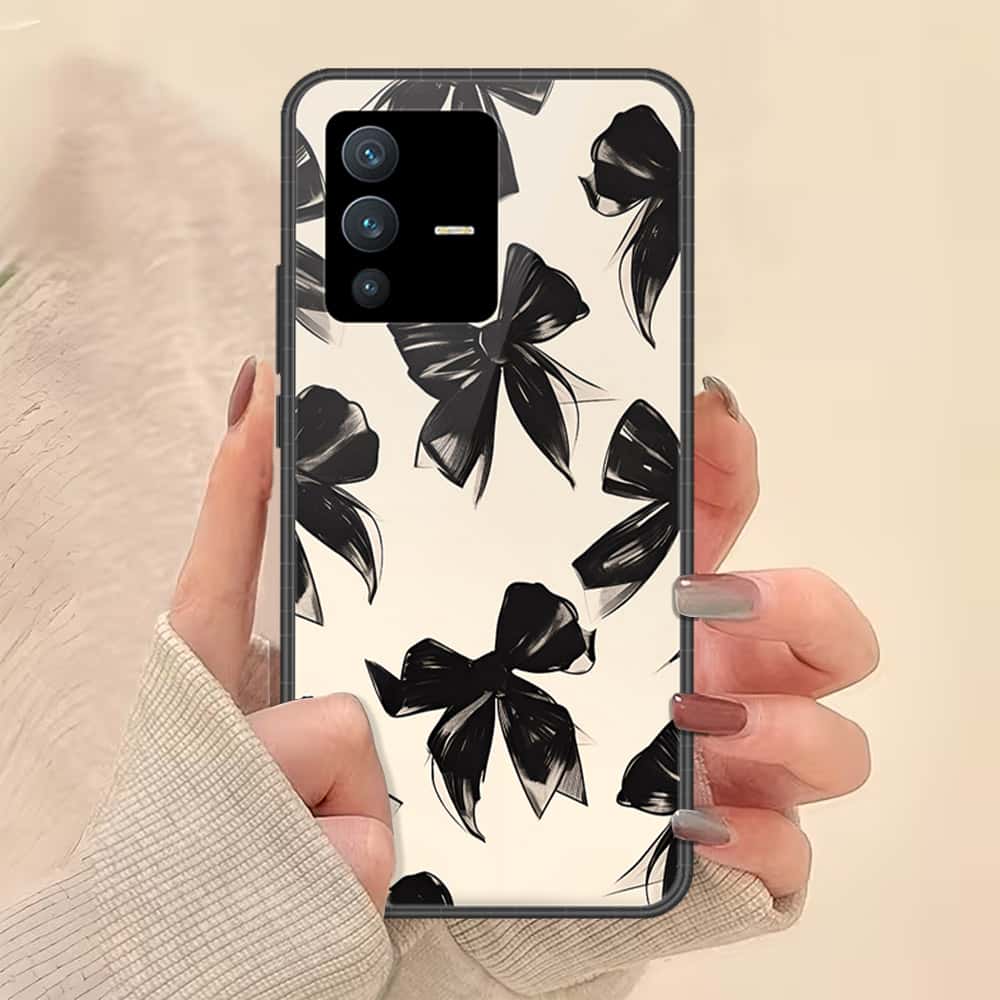 Vivo V23 5G Cover - ONation Bow Series - HQ Ultra Shine Premium Infinity Glass Soft Silicon Borders Case