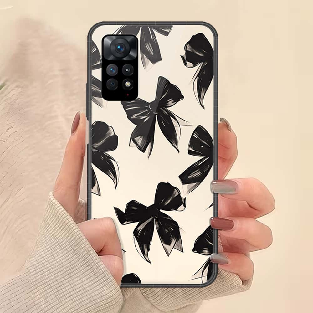 Xiaomi Redmi Note 11S Cover - ONation Bow Series - HQ Ultra Shine Premium Infinity Glass Soft Silicon Borders Case