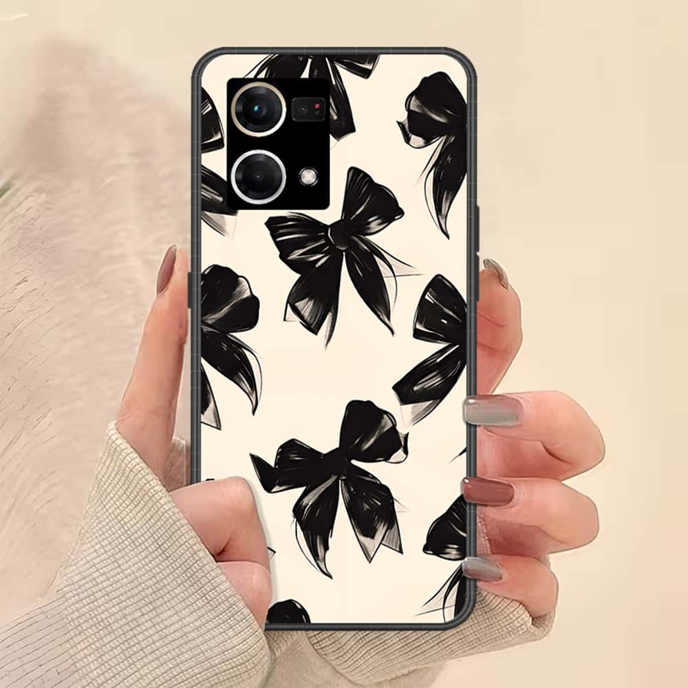 Oppo Reno 7 4G Cover - ONation Bow Series - HQ Ultra Shine Premium Infinity Glass Soft Silicon Borders Case