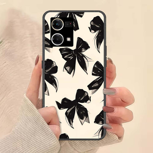Oppo Reno 8 4G Cover - ONation Bow Series - HQ Ultra Shine Premium Infinity Glass Soft Silicon Borders Case