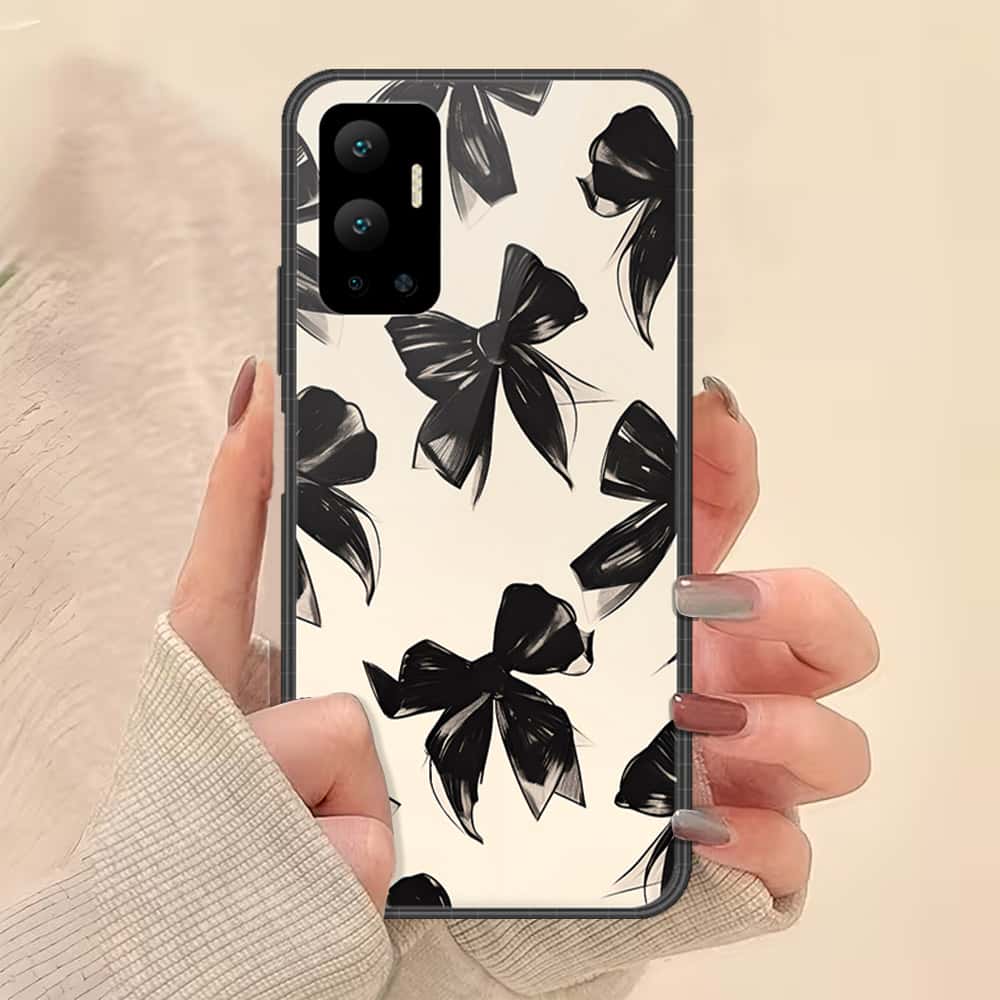 Infinix Hot 12 Cover - ONation Bow Series - HQ Ultra Shine Premium Infinity Glass Soft Silicon Borders Case