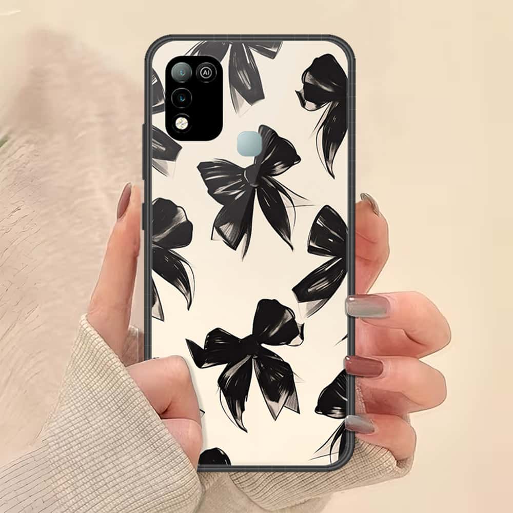 Infinix Hot 10 Play Cover - ONation Bow Series - HQ Ultra Shine Premium Infinity Glass Soft Silicon Borders Case