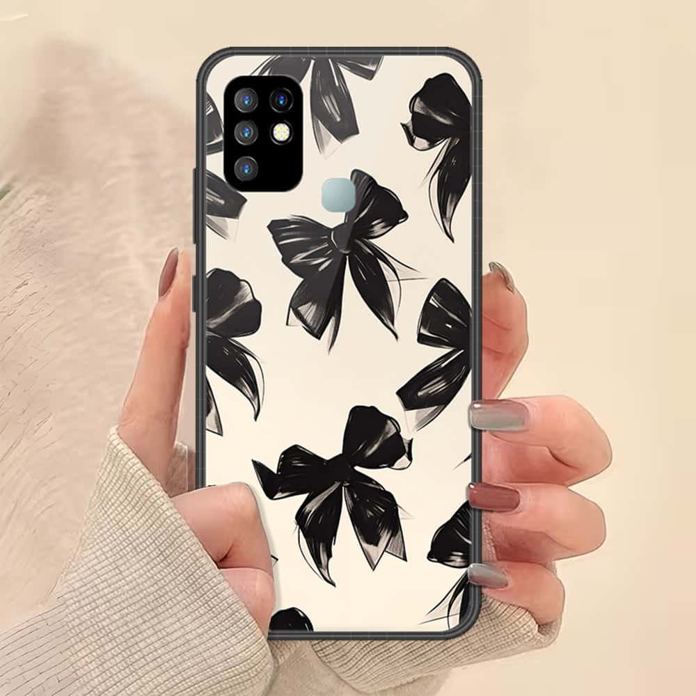 Infinix Hot 10 Cover - ONation Bow Series - HQ Ultra Shine Premium Infinity Glass Soft Silicon Borders Case