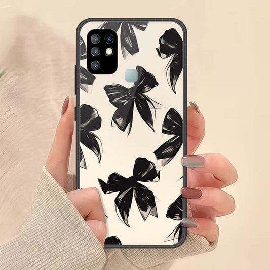 Infinix Hot 10 Cover - ONation Bow Series - HQ Ultra Shine Premium Infinity Glass Soft Silicon Borders Case