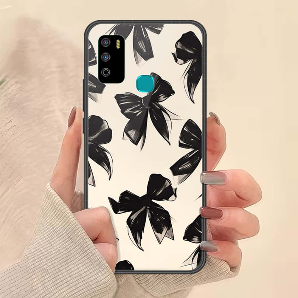 Infinix Hot 9 Play Cover - ONation Bow Series - HQ Ultra Shine Premium Infinity Glass Soft Silicon Borders Case
