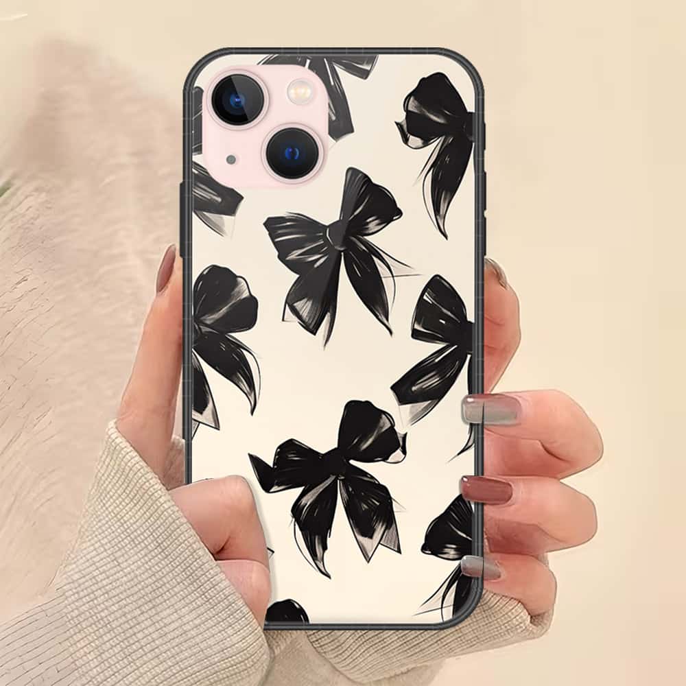 iPhone 14 Plus Cover - ONation Bow Series - HQ Ultra Shine Premium Infinity Glass Soft Silicon Borders Case