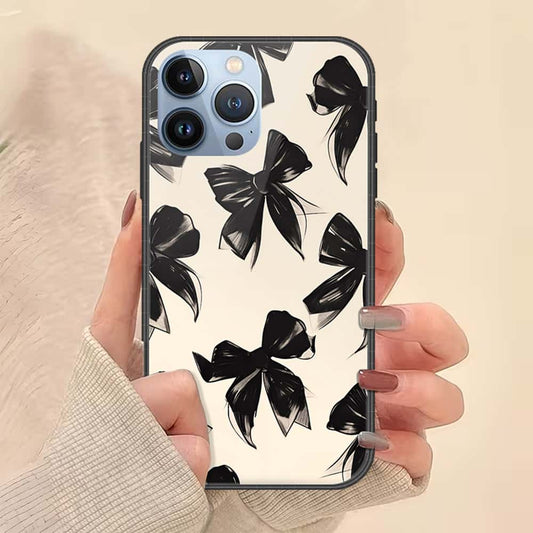 iPhone 14 Pro Cover - ONation Bow Series - HQ Ultra Shine Premium Infinity Glass Soft Silicon Borders Case
