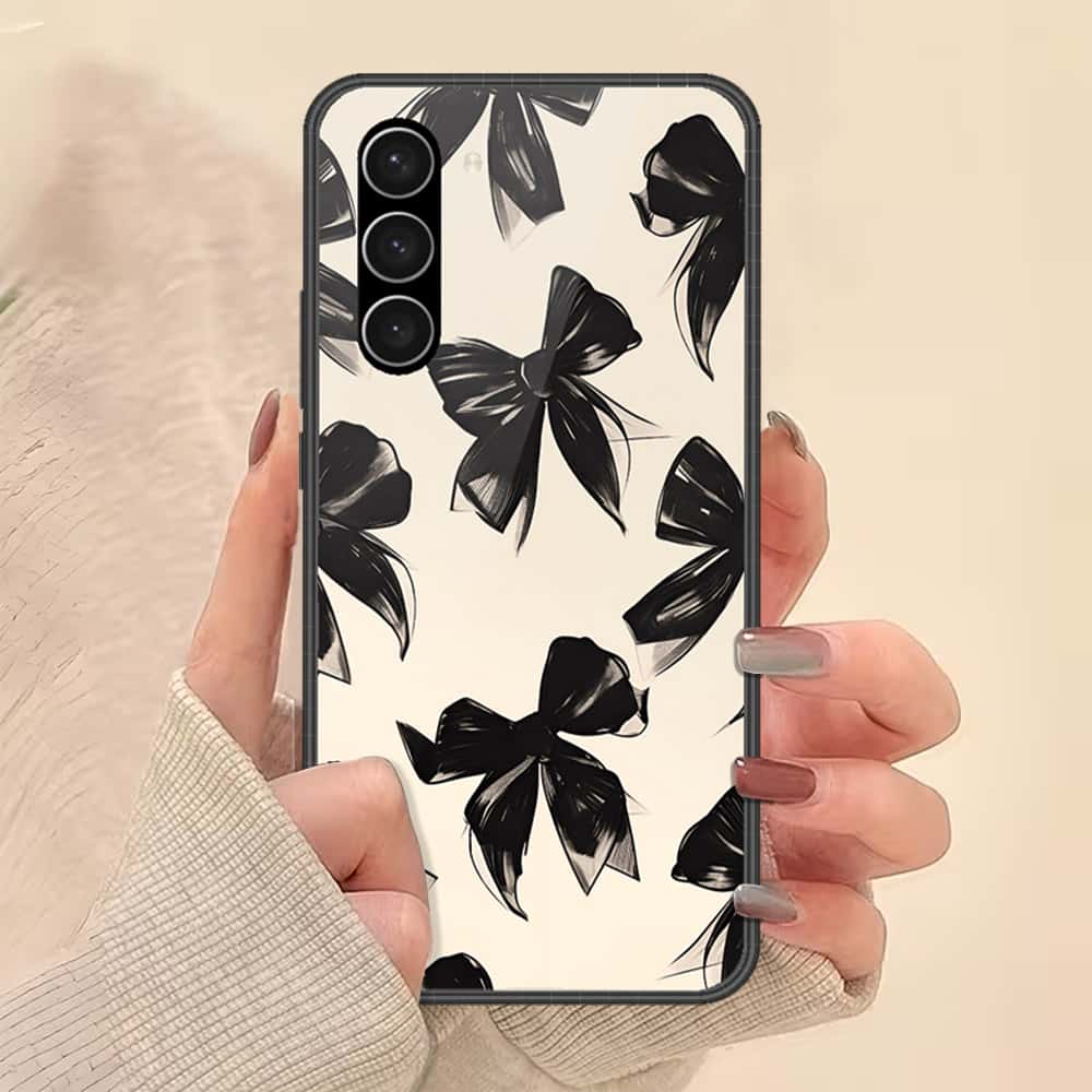Samsung Galaxy S23 5G Cover - ONation Bow Series - HQ Ultra Shine Premium Infinity Glass Soft Silicon Borders Case