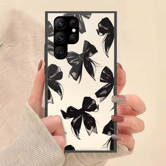 Samsung Galaxy S23 Ultra 5G Cover - ONation Bow Series - HQ Ultra Shine Premium Infinity Glass Soft Silicon Borders Case