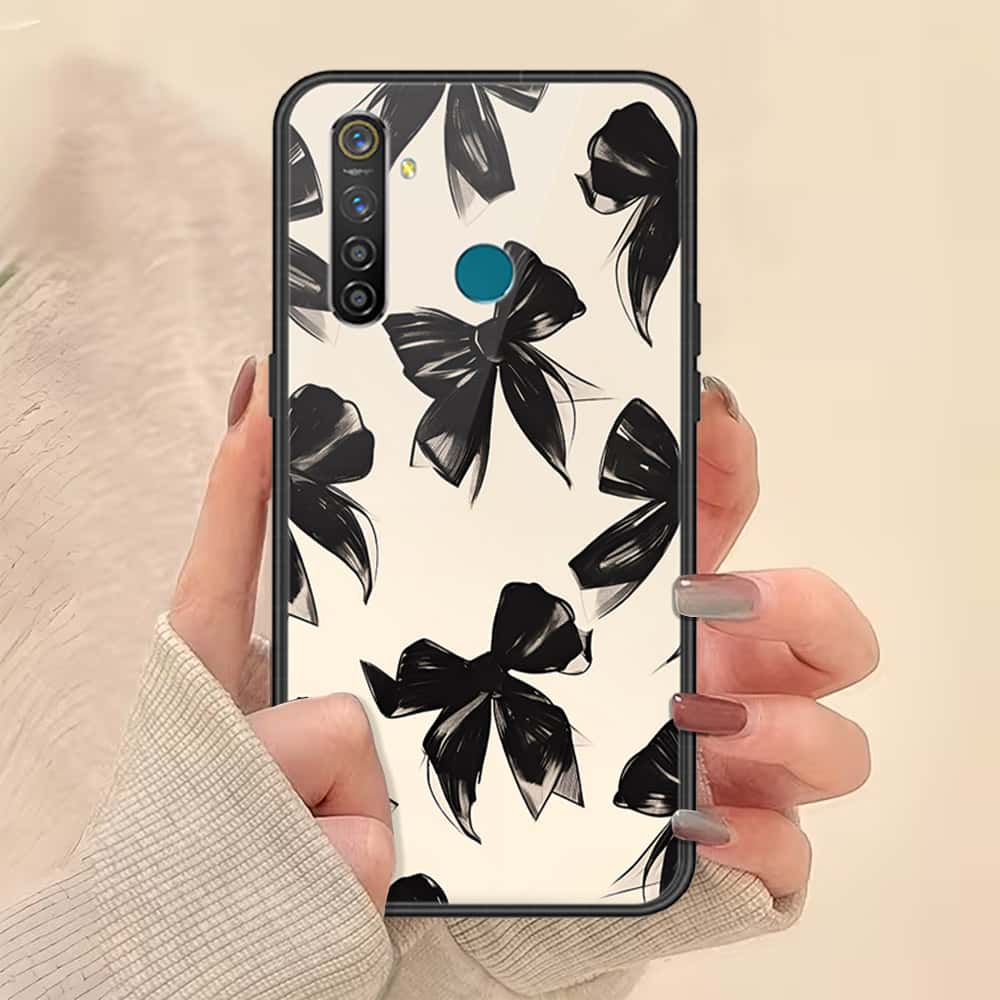 Realme 5 Pro Cover - ONation Bow Series - HQ Ultra Shine Premium Infinity Glass Soft Silicon Borders Case