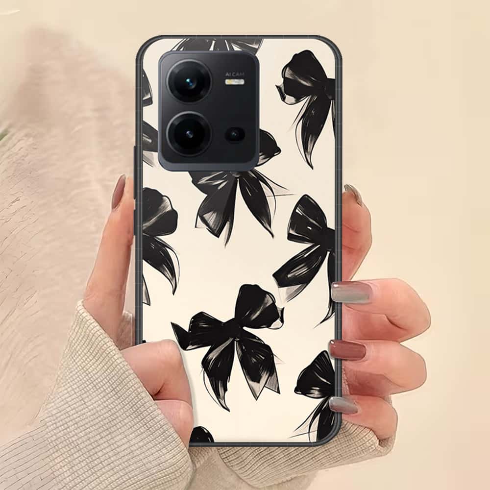 Vivo V25e Cover - ONation Bow Series - HQ Ultra Shine Premium Infinity Glass Soft Silicon Borders Case