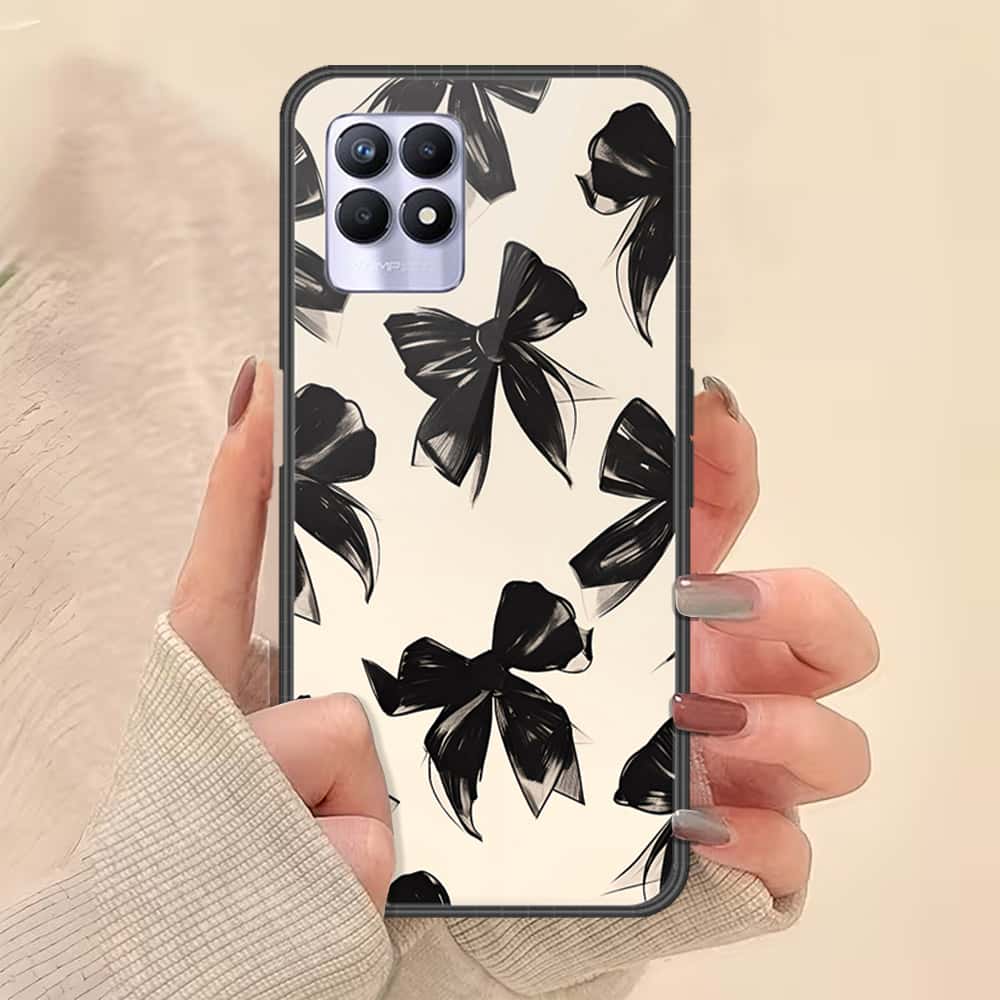 Realme 8i Cover - ONation Bow Series - HQ Ultra Shine Premium Infinity Glass Soft Silicon Borders Case