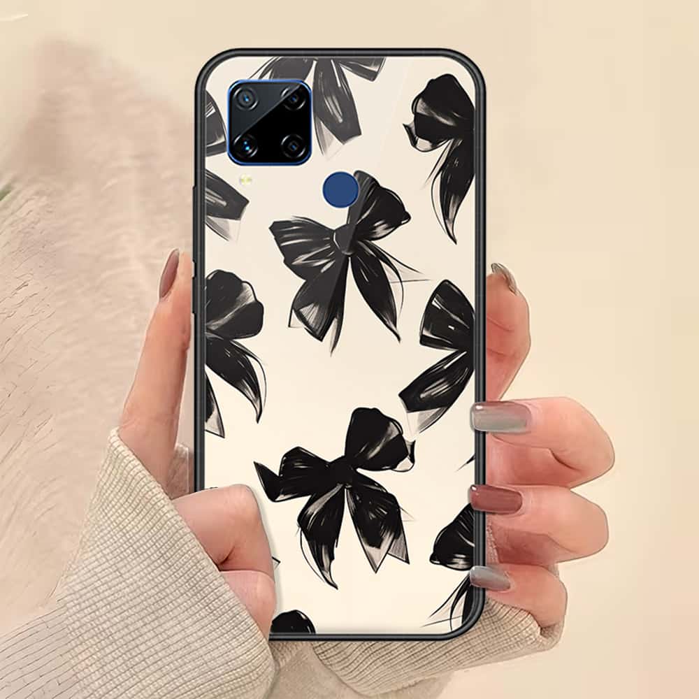 Realme C15 Cover - ONation Bow Series - HQ Ultra Shine Premium Infinity Glass Soft Silicon Borders Case