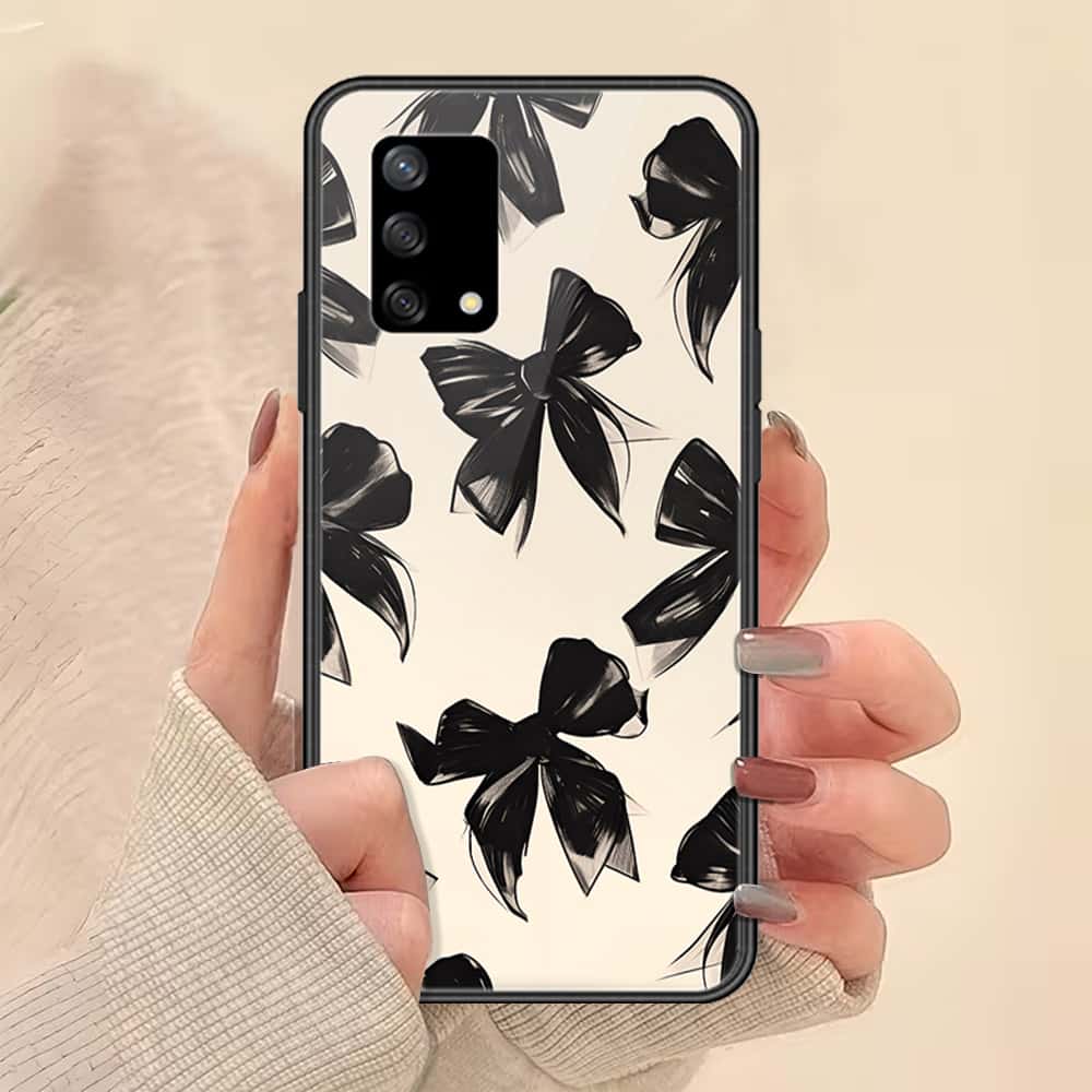 Oppo A74 Cover - ONation Bow Series - HQ Ultra Shine Premium Infinity Glass Soft Silicon Borders Case