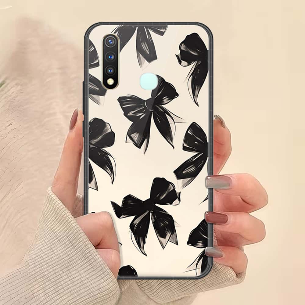Vivo Y19 Cover - ONation Bow Series - HQ Ultra Shine Premium Infinity Glass Soft Silicon Borders Case