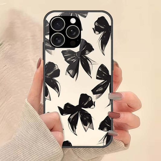 IPhone 15 Pro Cover - ONation Bow Series - HQ Ultra Shine Premium Infinity Glass Soft Silicon Borders Case