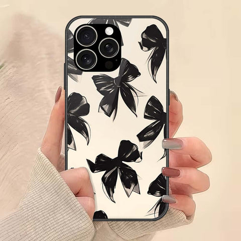 IPhone 15 Pro Max Cover - ONation Bow Series - HQ Ultra Shine Premium Infinity Glass Soft Silicon Borders Case