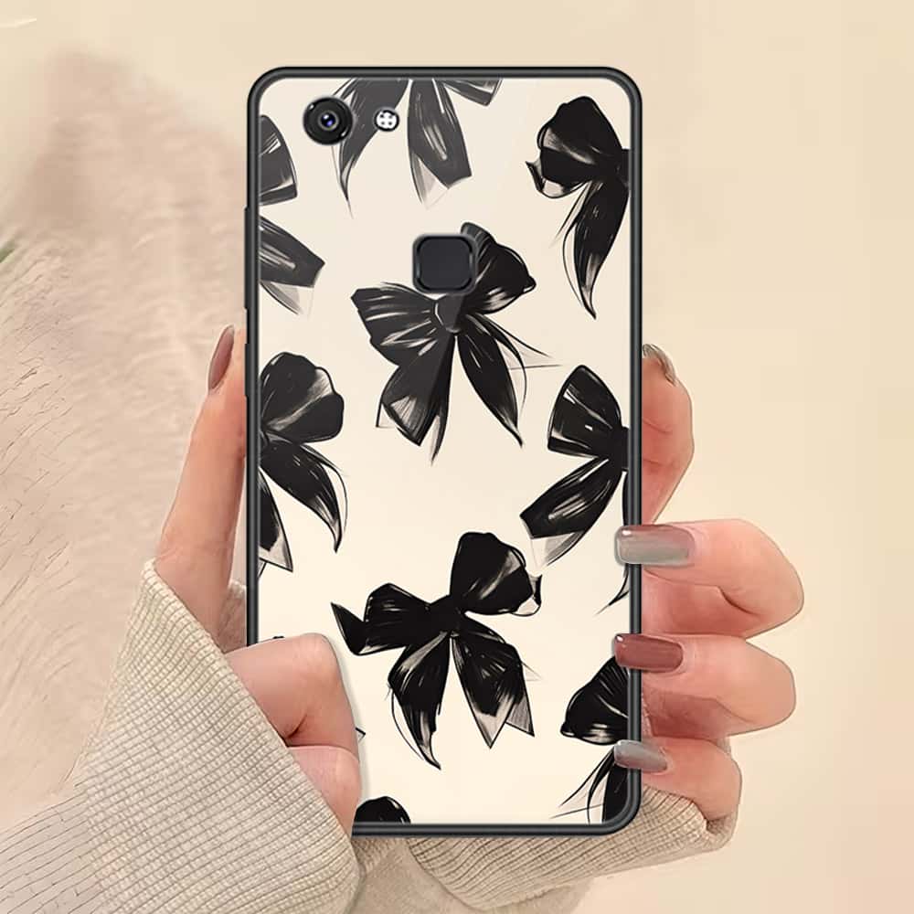 Vivo V7 Cover - ONation Bow Series - HQ Ultra Shine Premium Infinity Glass Soft Silicon Borders Case