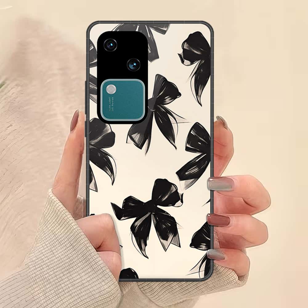 Vivo V30 Cover - ONation Bow Series - HQ Ultra Shine Premium Infinity Glass Soft Silicon Borders Case